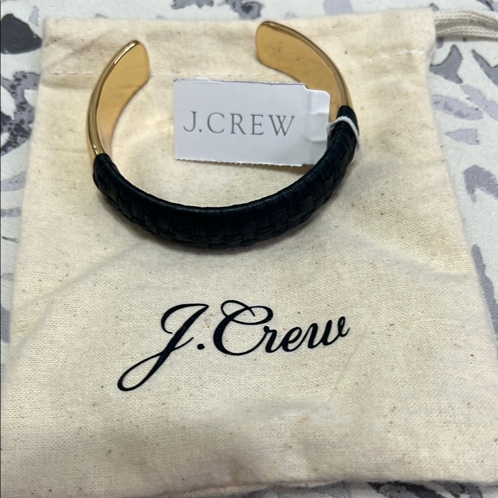 J.Crew Gold and Black Woven Cuff Bracelet